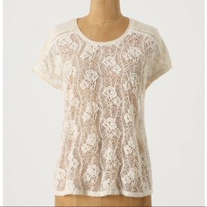 Anthro silk and lace top